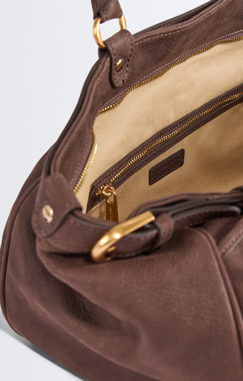 Large Nubuck Leather Lune Bag Cowhide leather handbag, 48H size CHOCOLATE Vanessa Bruno