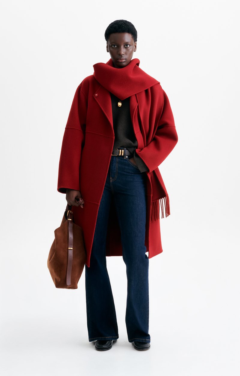 Helie Coat Double-face wool coat and scarf CHERRY Vanessa Bruno