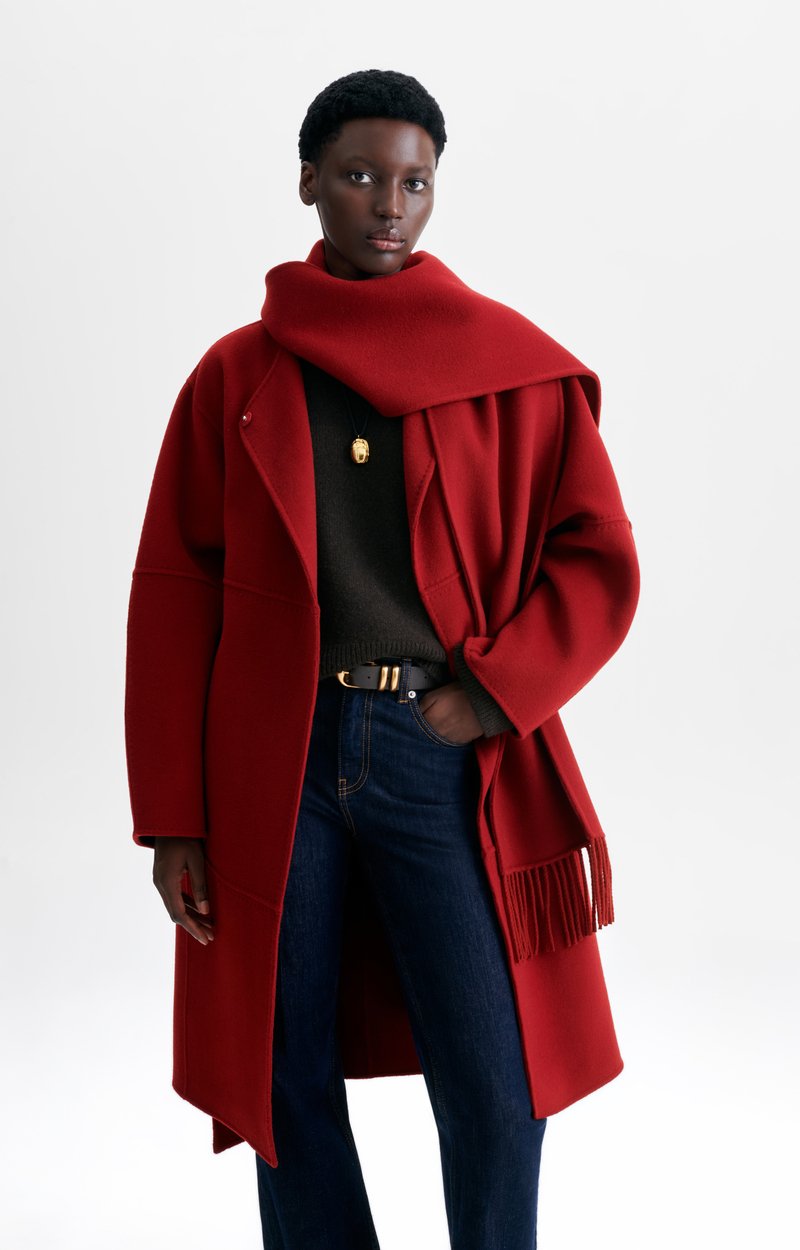 Helie Coat Double-face wool coat and scarf CHERRY Vanessa Bruno