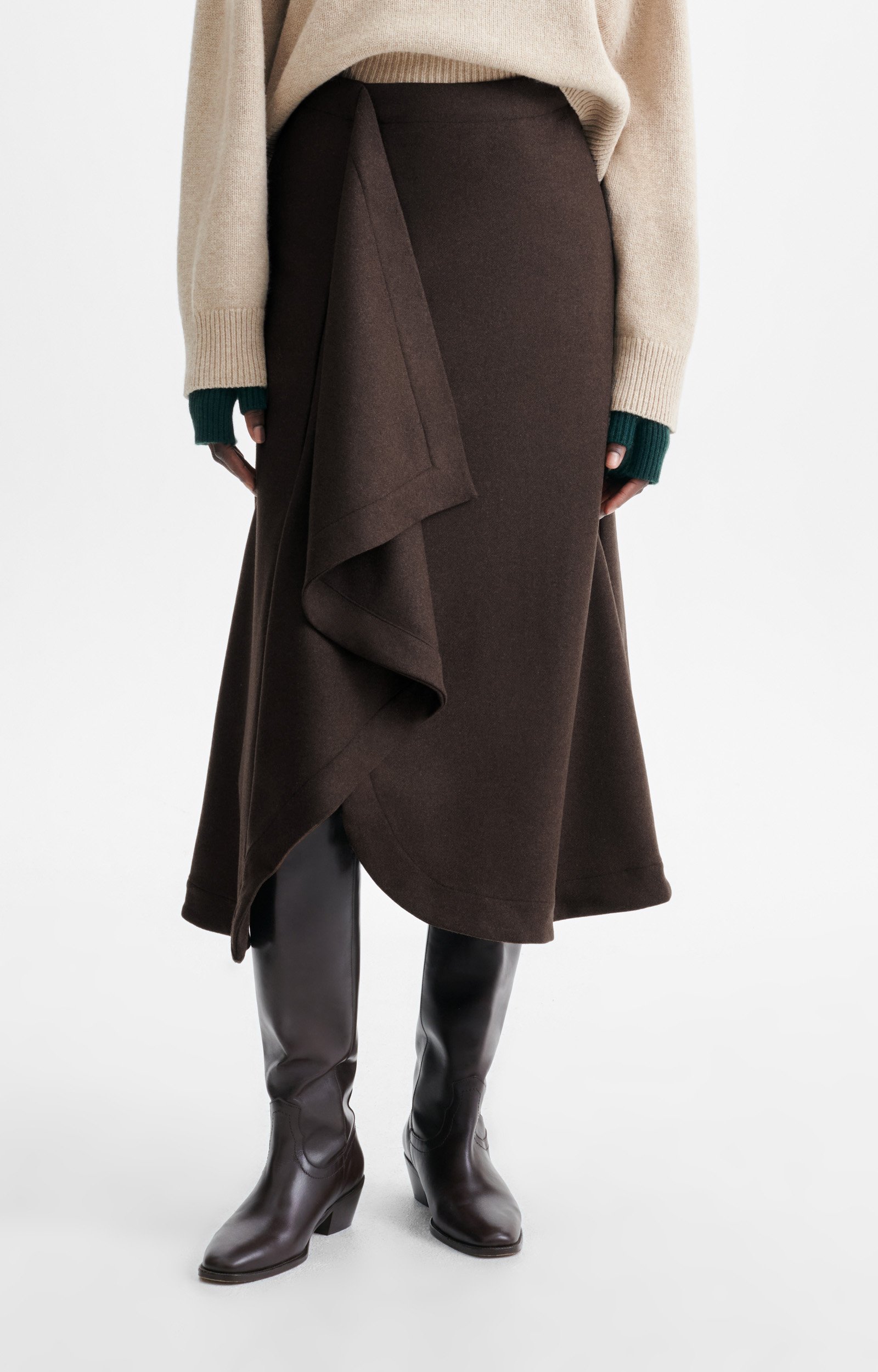 Florida Skirt Draped wool-flannel maxi skirt Classic Brown Vanessa Bruno