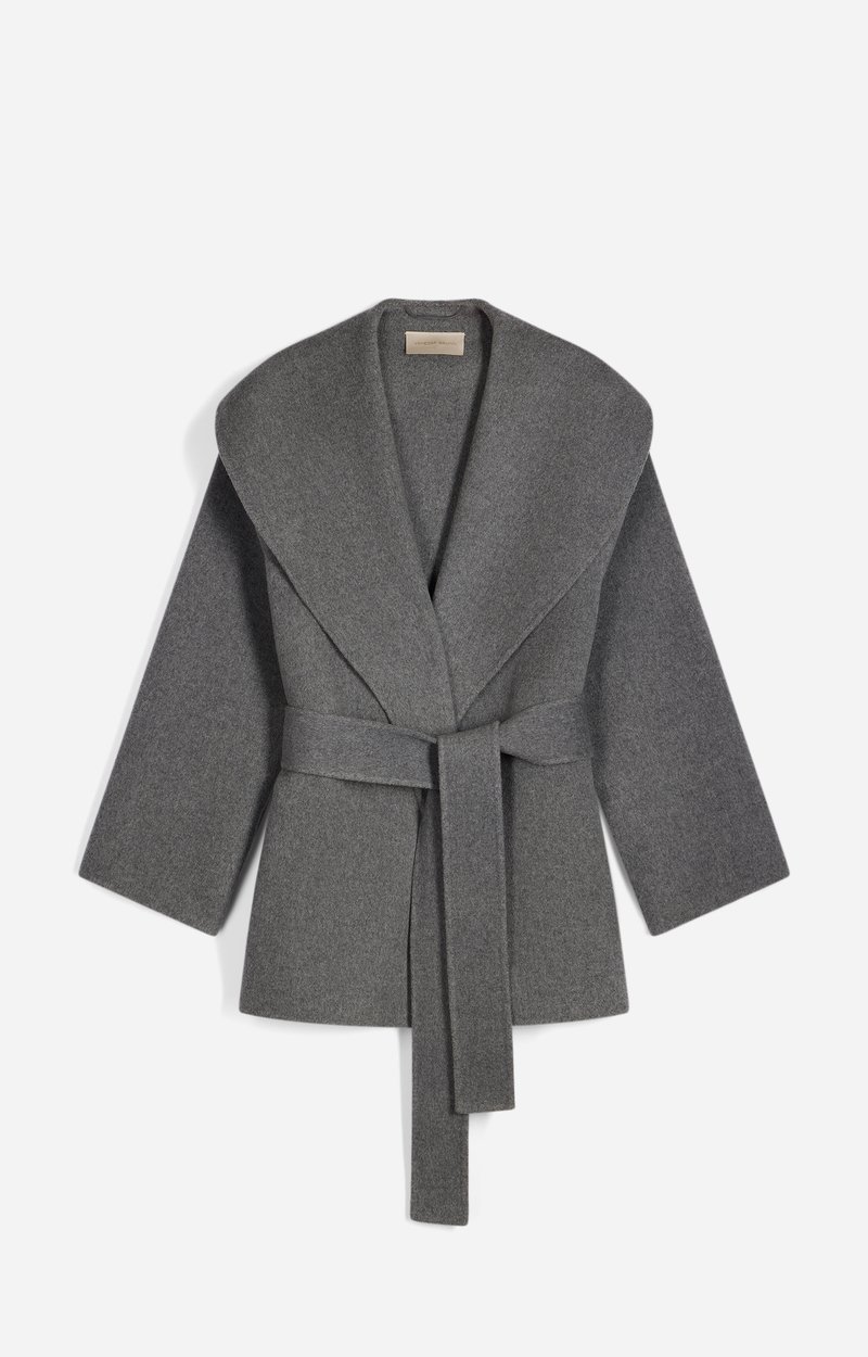 Gracie Coat Belted wool coat, shawl collar Tweed grey Vanessa Bruno