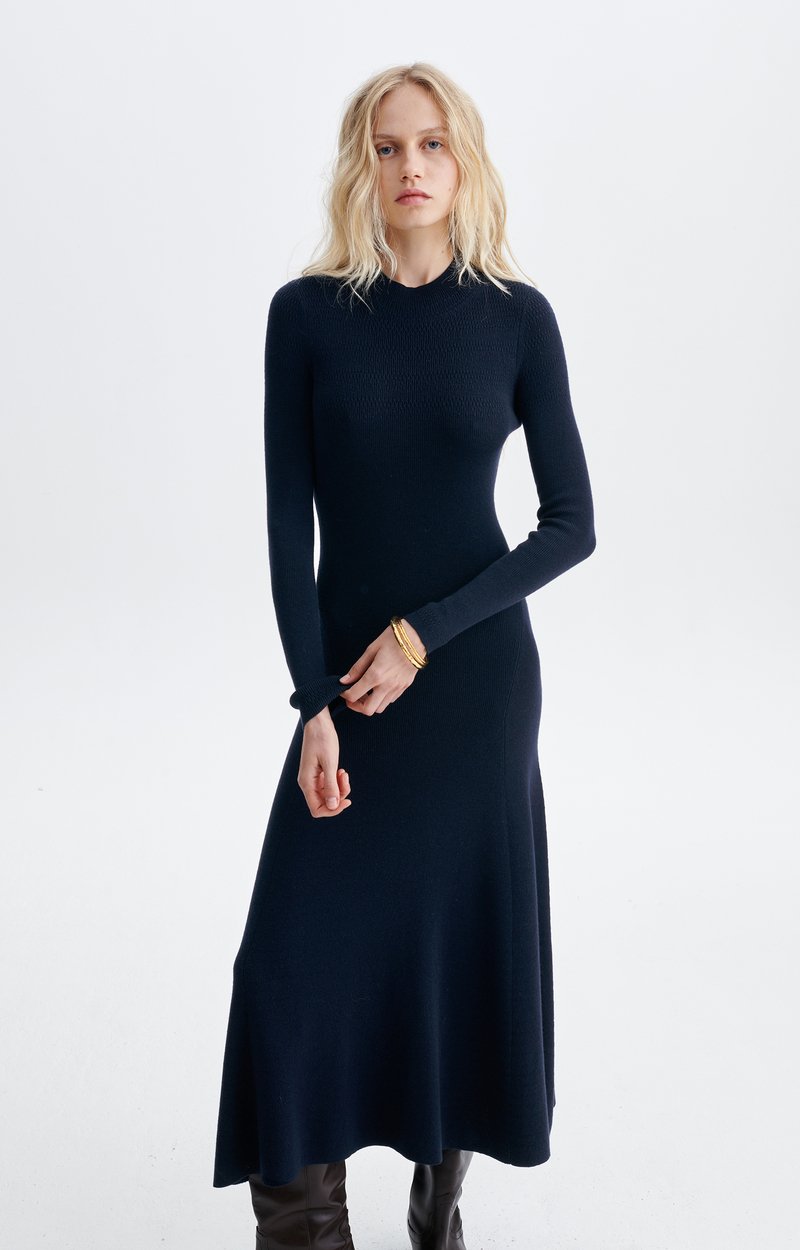 Stella Dress Long knit dress in wool and cotton Navy Blue Vanessa Bruno