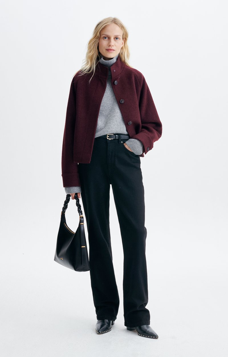 Homer Jacket Short wool-blend boucl&eacute; jacket, stand collar BURGUNDY Vanessa Bruno
