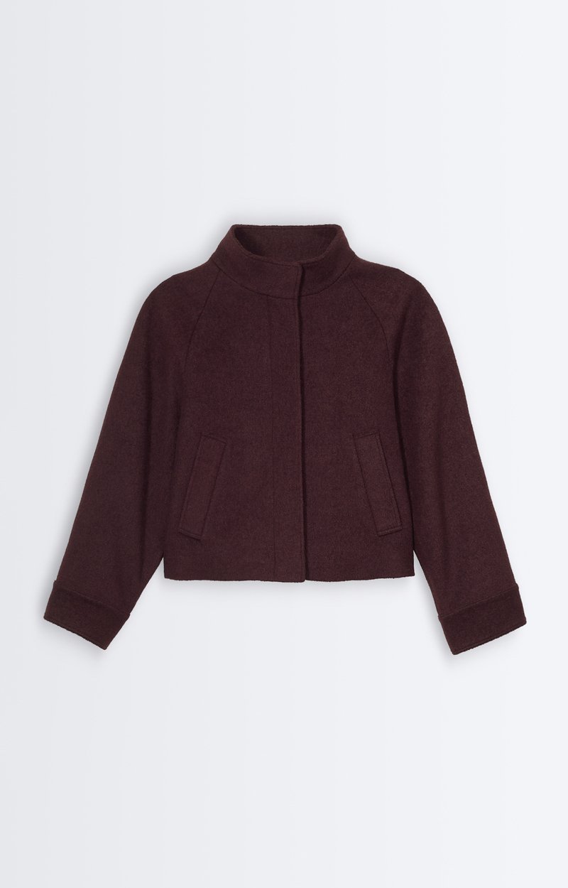 Homer Jacket Short wool-blend boucl&eacute; jacket, stand collar BURGUNDY Vanessa Bruno