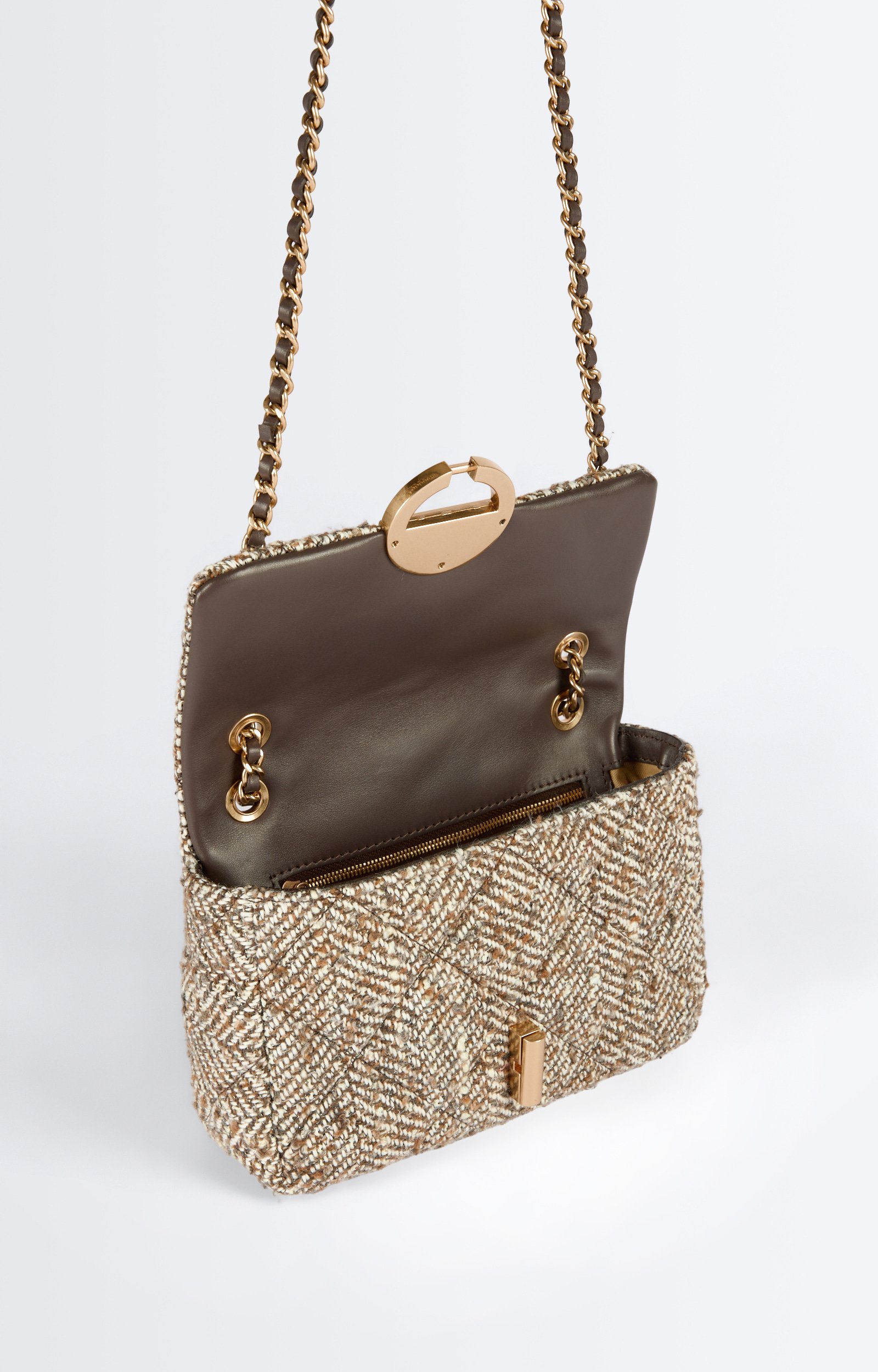 Medium Tweed Moon Bag Tweed-effect fabric bag, chain strap Mole Vanessa Bruno