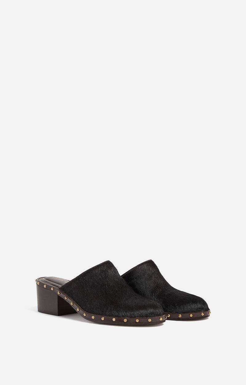 Heeled Clogs 45mm Pony-effect clogs, 45mm wooden heel Ebony Vanessa Bruno