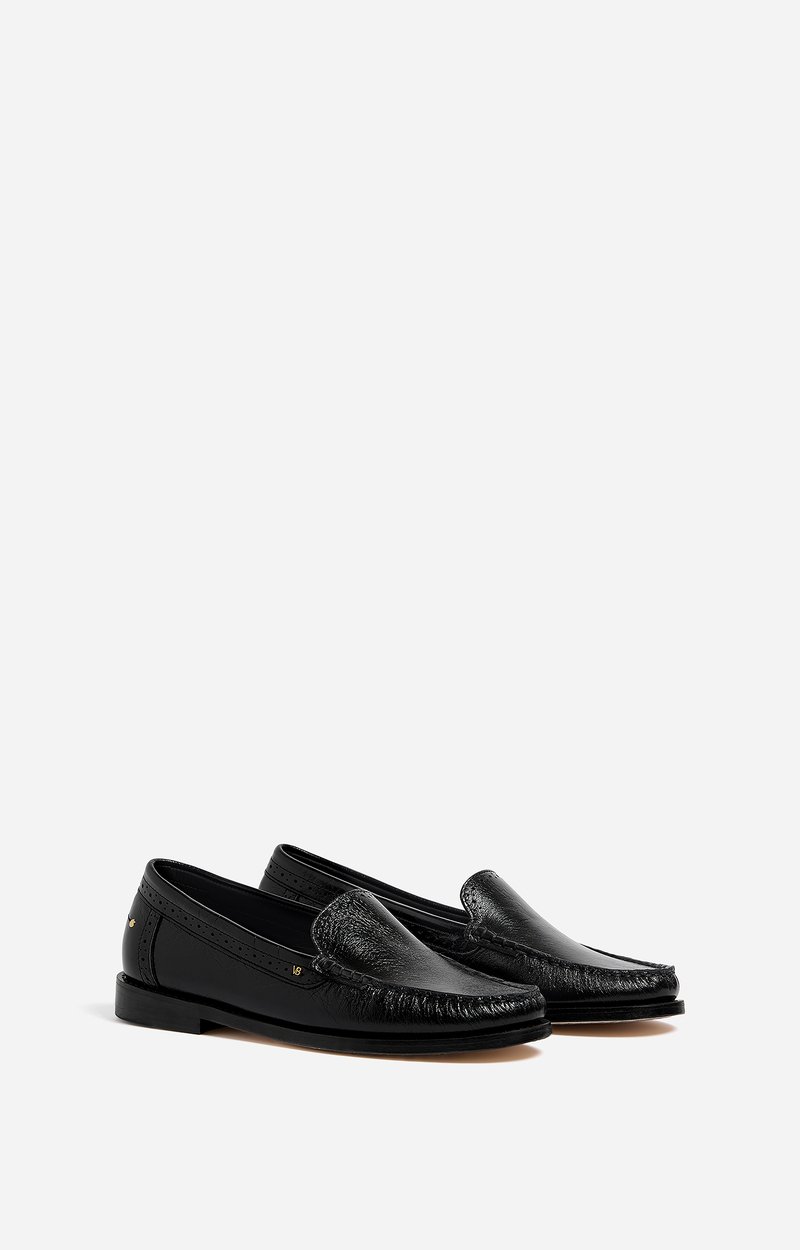 Soft Loafer Flat glazed-leather loafer, 20mm heel Black Vanessa Bruno