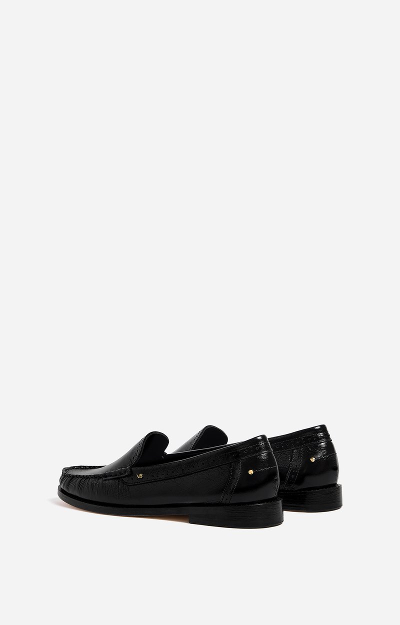 Soft Loafer Flat glazed-leather loafer, 20mm heel Black Vanessa Bruno