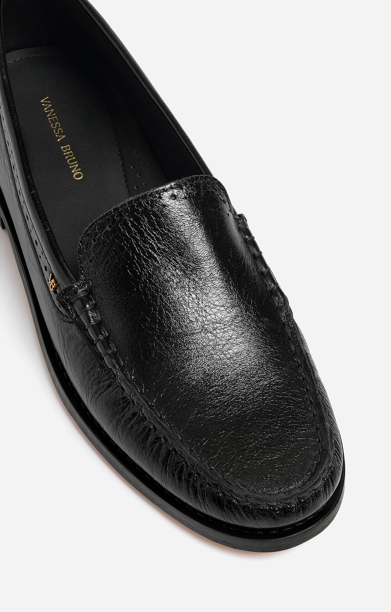 Soft Loafer Flat glazed-leather loafer, 20mm heel Black Vanessa Bruno