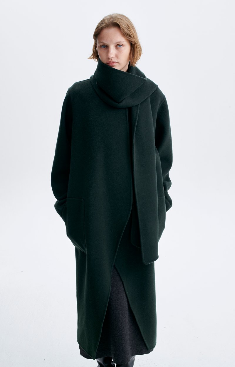 Valeran Coat Long double-face wool coat, removable scarf DARK GREEN Vanessa Bruno