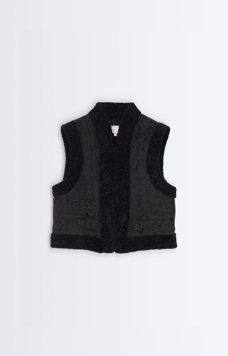Haman Gilet Embroidered shearling-effect gilet Black Vanessa Bruno