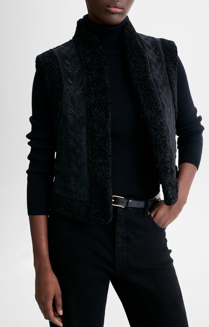 Haman Gilet Embroidered shearling-effect gilet Black Vanessa Bruno