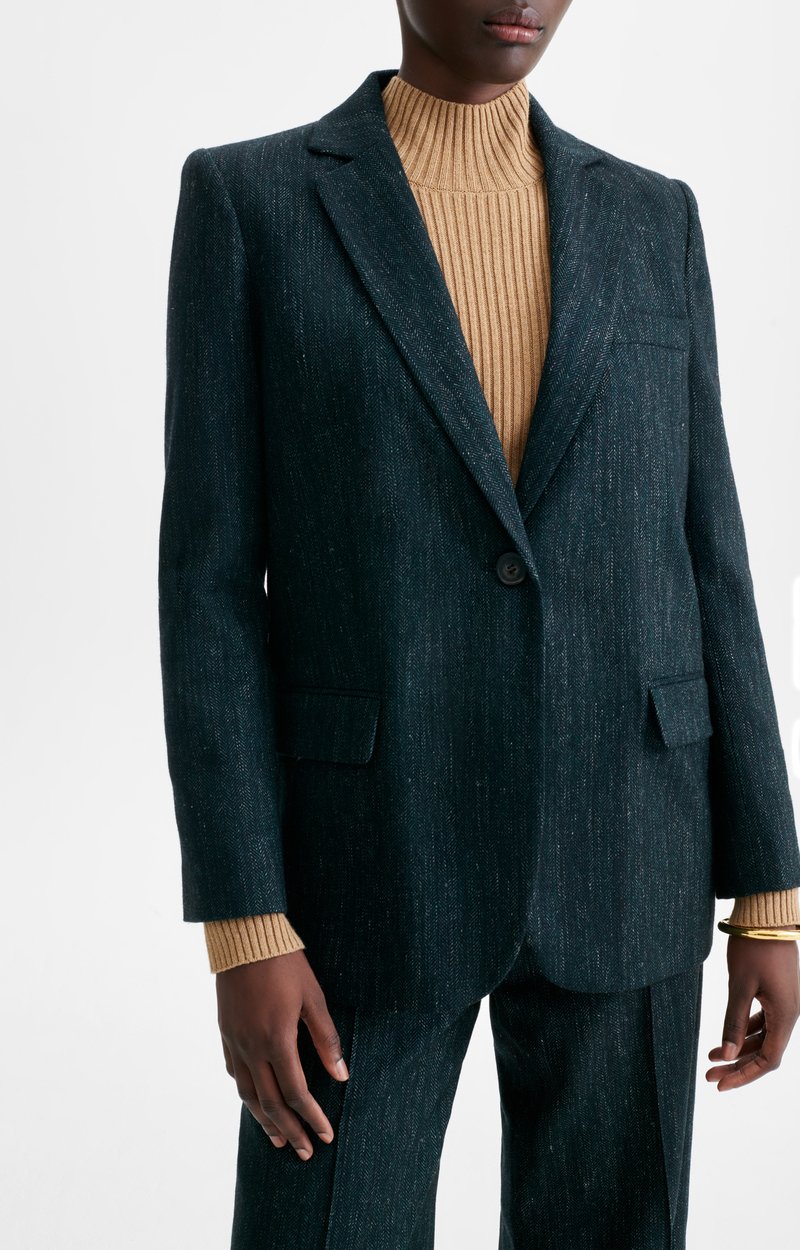 Hilia Jacket Herringbone wool tailored jacket DARK GREEN Vanessa Bruno