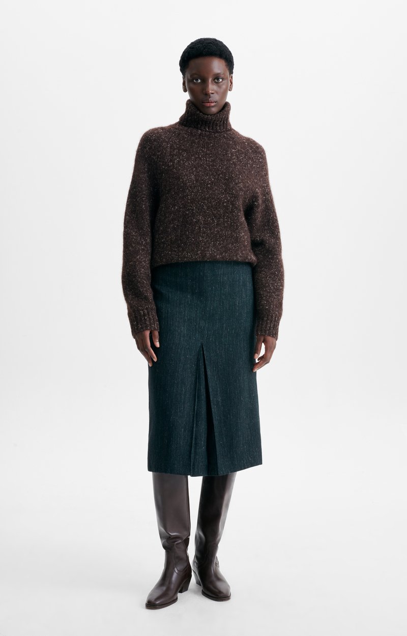 Horphe Skirt, Straight wool-herringbone skirt