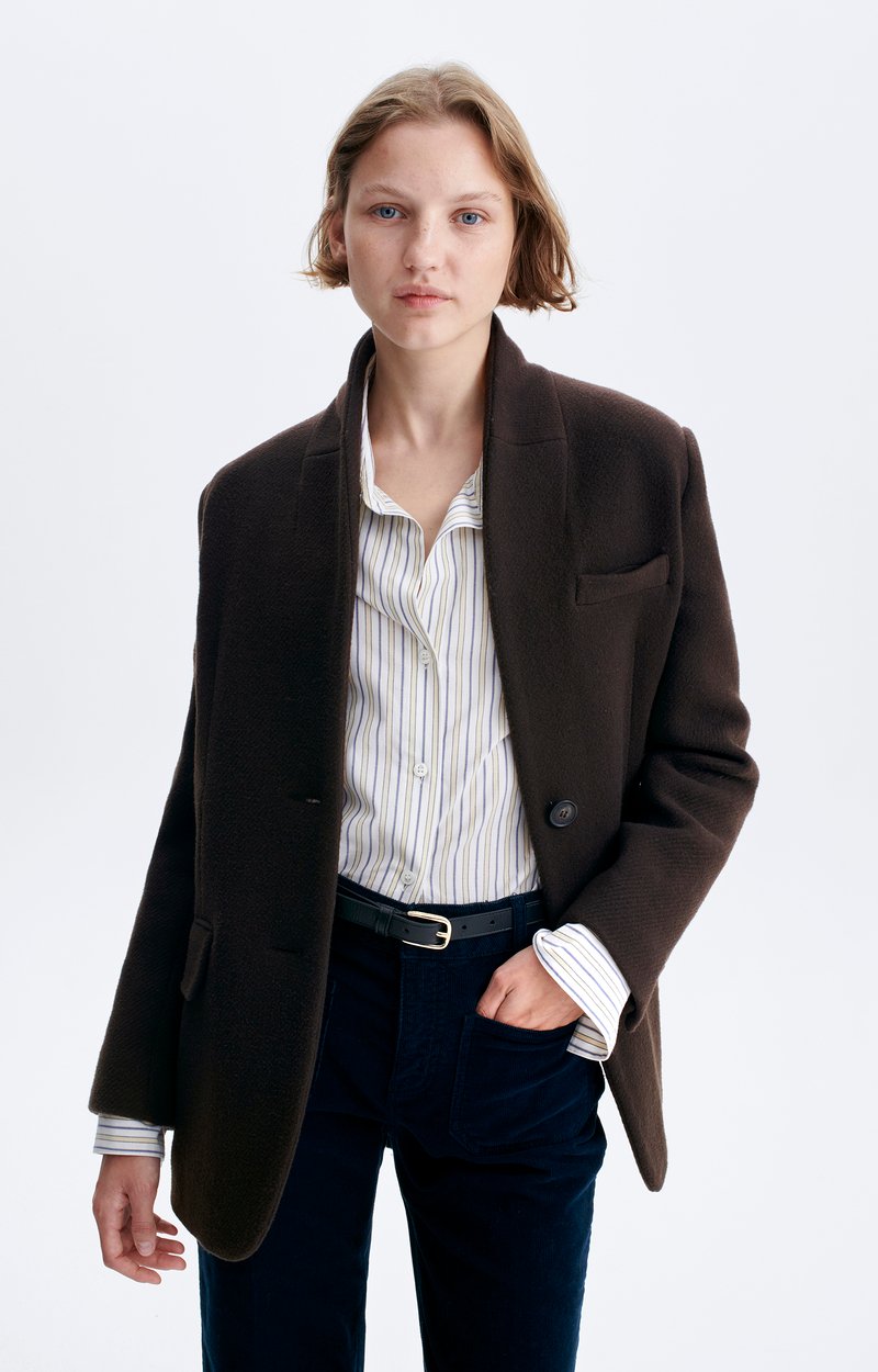 Jovanka Jacket Straight virgin wool jacket CHOCOLATE Vanessa Bruno