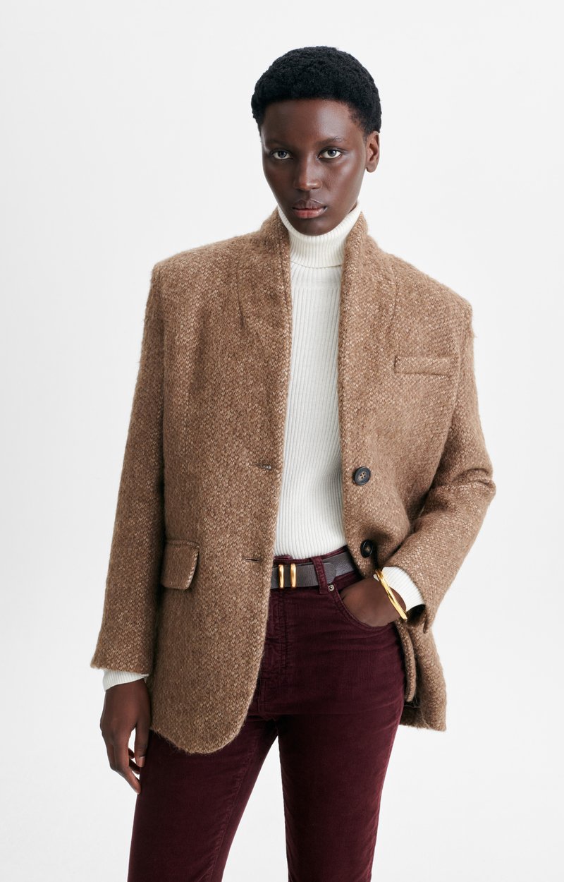 Jovanka Jacket, Straight mottled wool-blend jacket