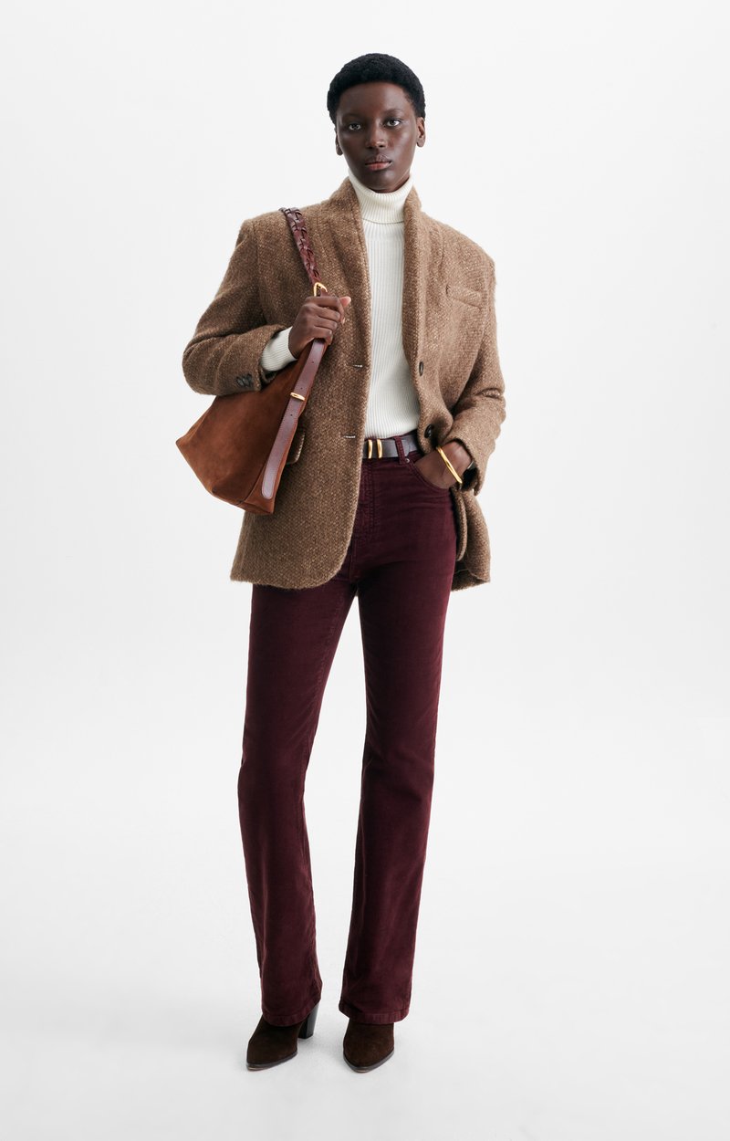 Jovanka Jacket Straight mottled wool-blend jacket Heather brown scale Vanessa Bruno