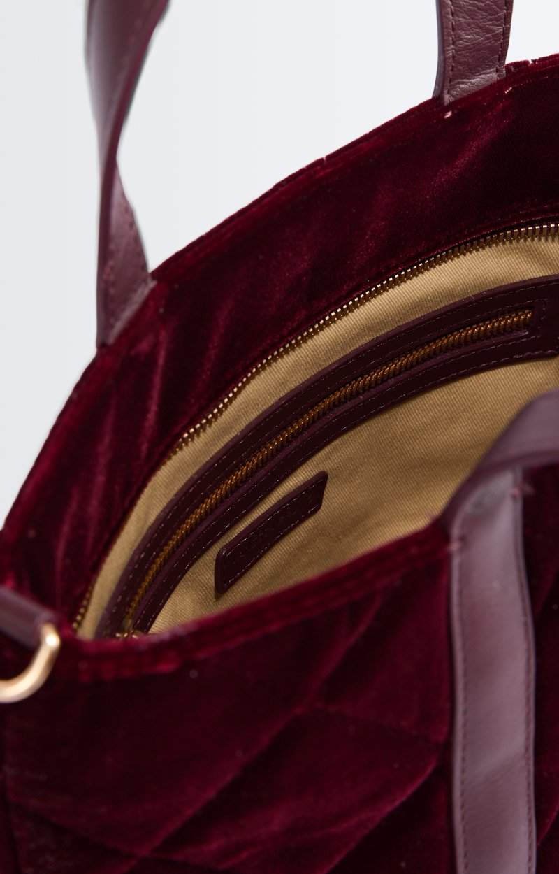 Velvet S Cabas Tote Quilted velvet cabas, removable strap BURGUNDY Vanessa Bruno