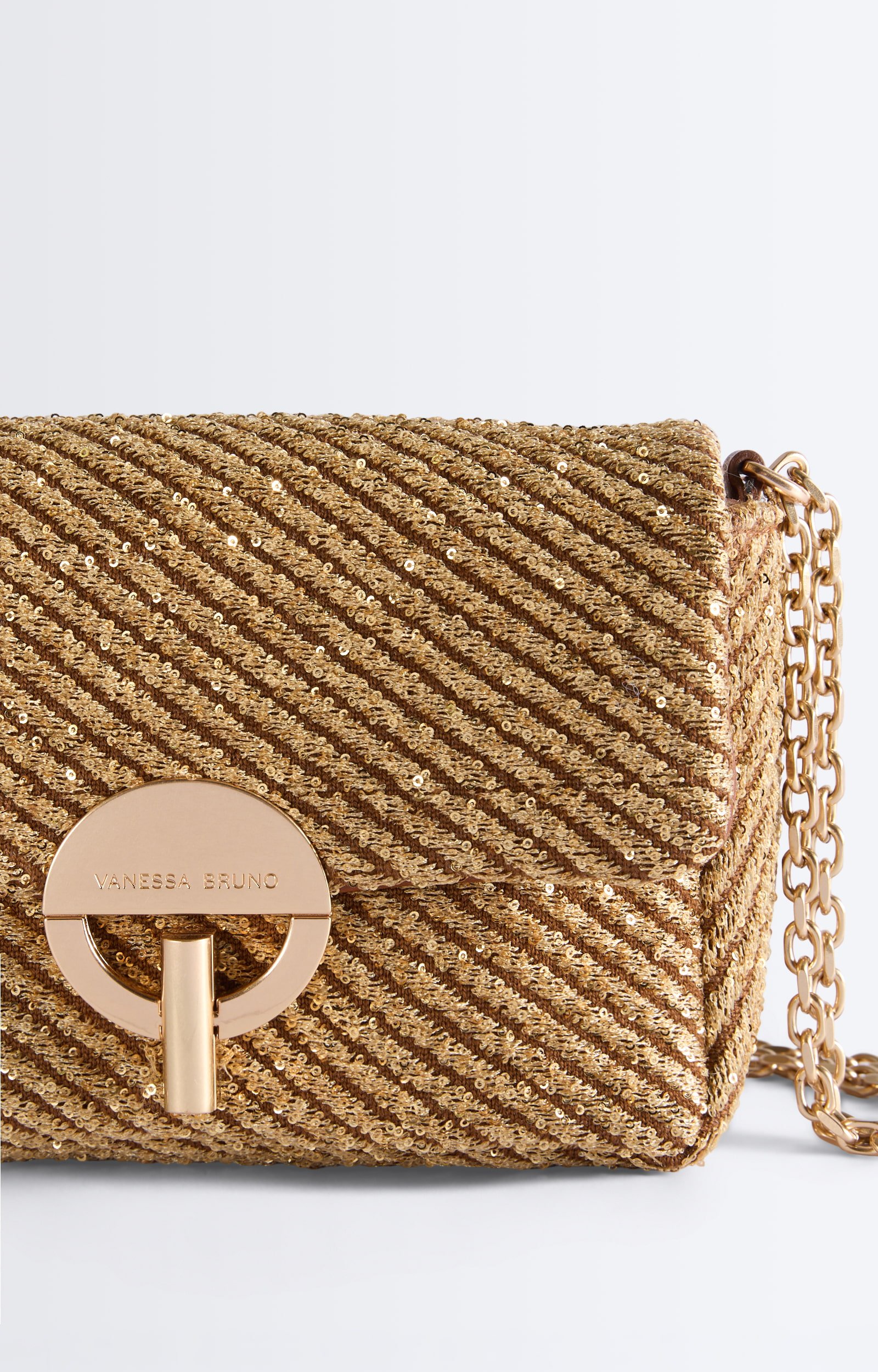Medium Sequin Moon Bag Sequin Moon bag, gold chain Camel Vanessa Bruno