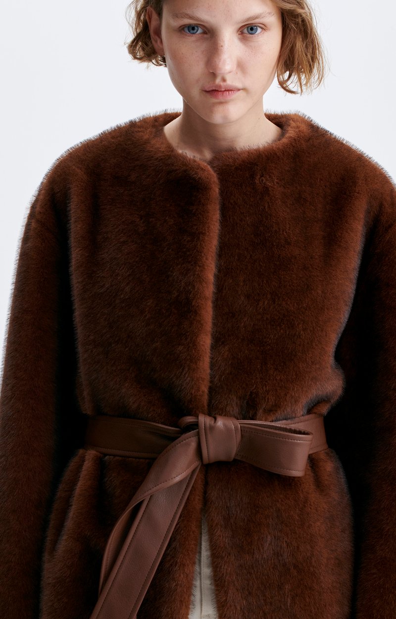 Fabu Jacket Short belted faux-fur jacket Ginger Vanessa Bruno