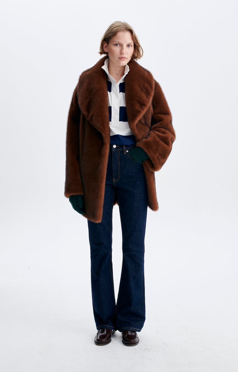 Gracie Coat Belted faux fur coat, shawl collar Ginger Vanessa Bruno