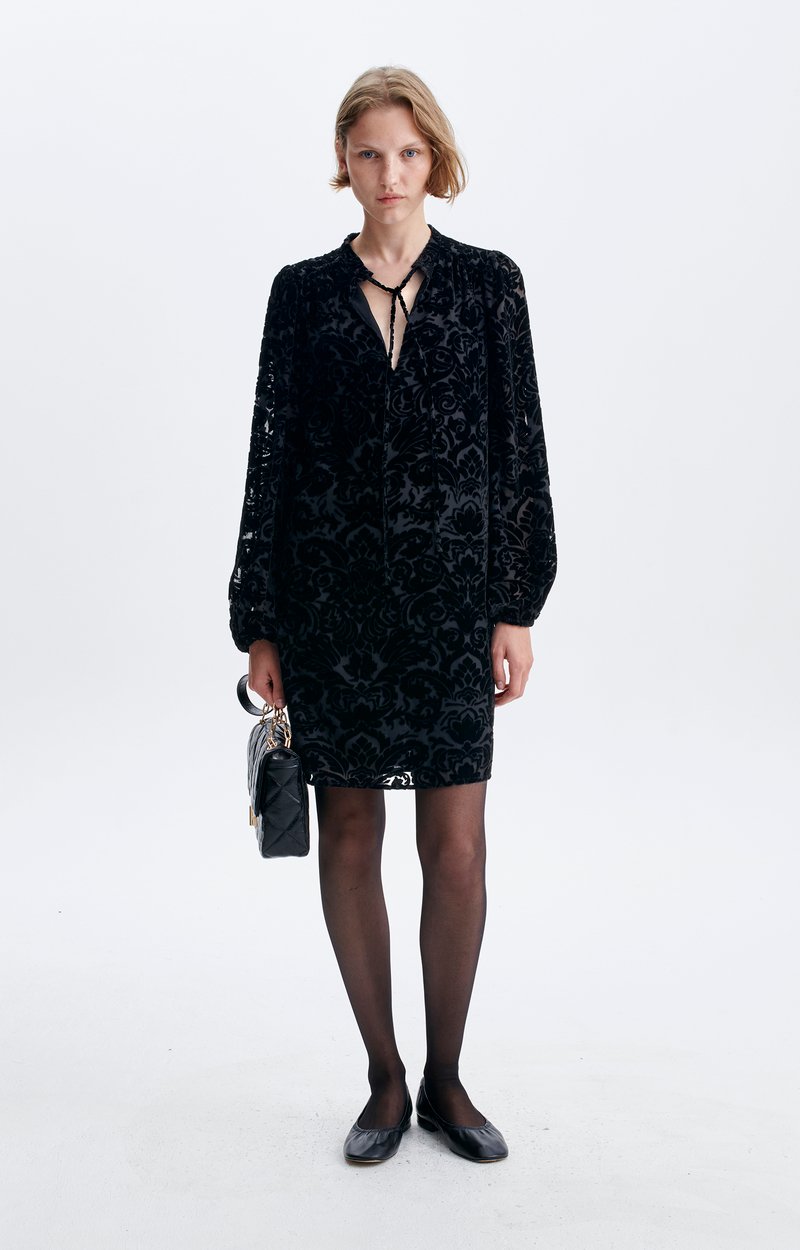Hina Dress Short burnout velvet dress Black Vanessa Bruno