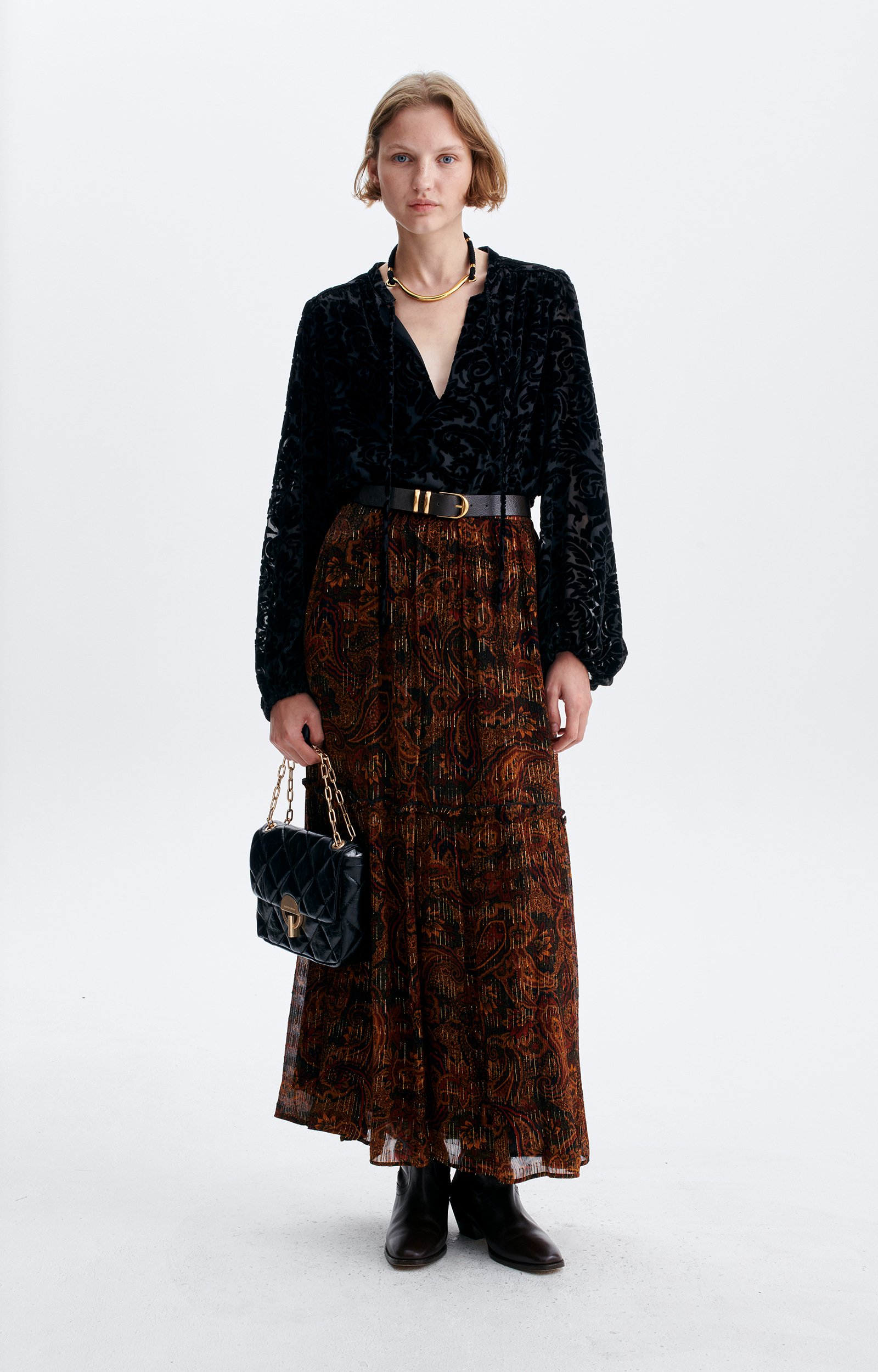 Hindi Skirt Long paisley-print skirt Light Spice Vanessa Bruno