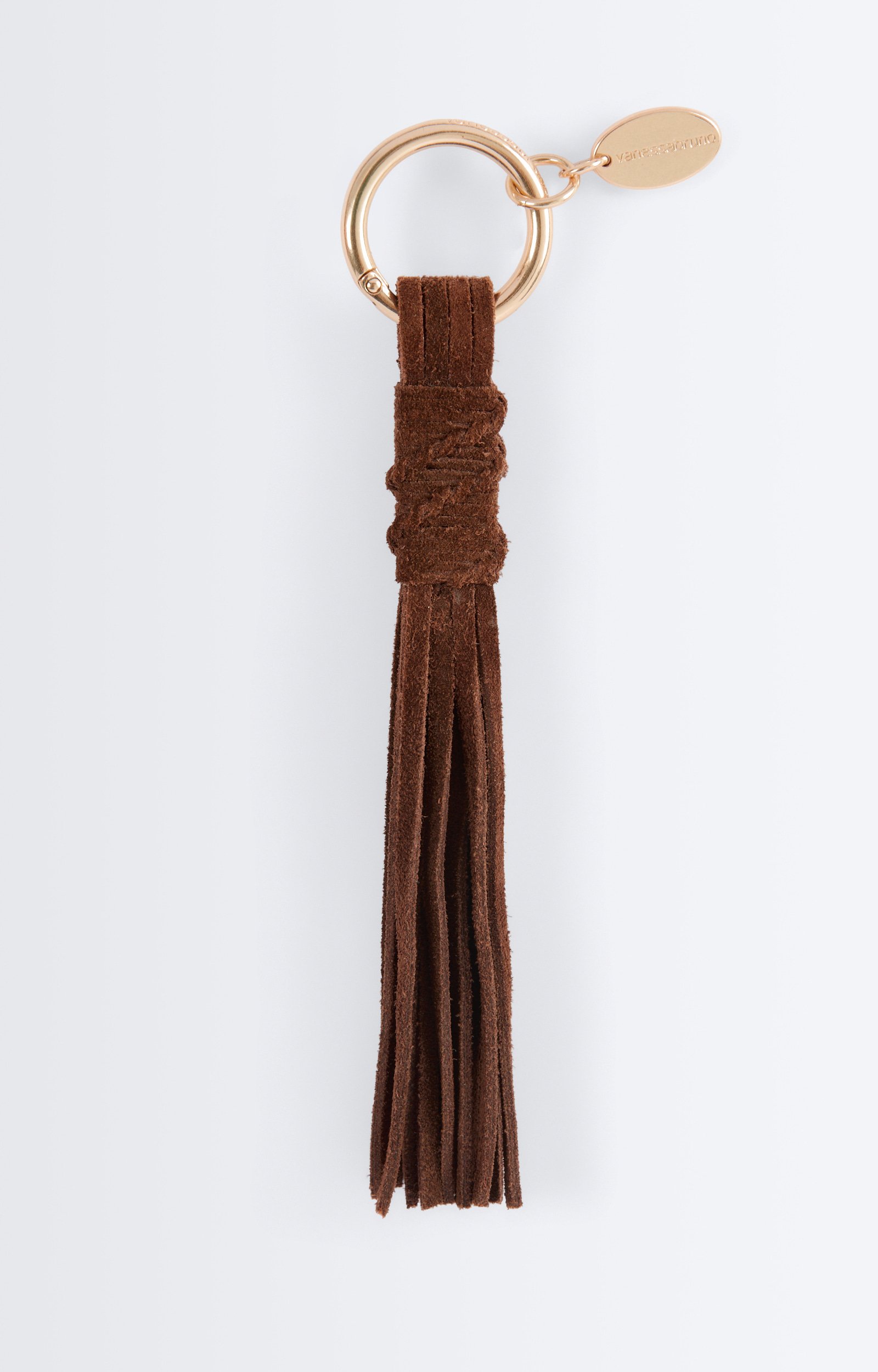 Brown Tassel Charm, Cowhide leather tassel charm