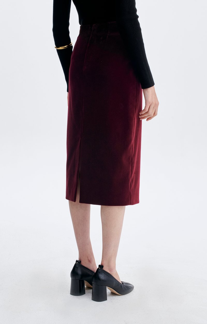 Gabriella Skirt Velvet midi pencil skirt WINE Vanessa Bruno