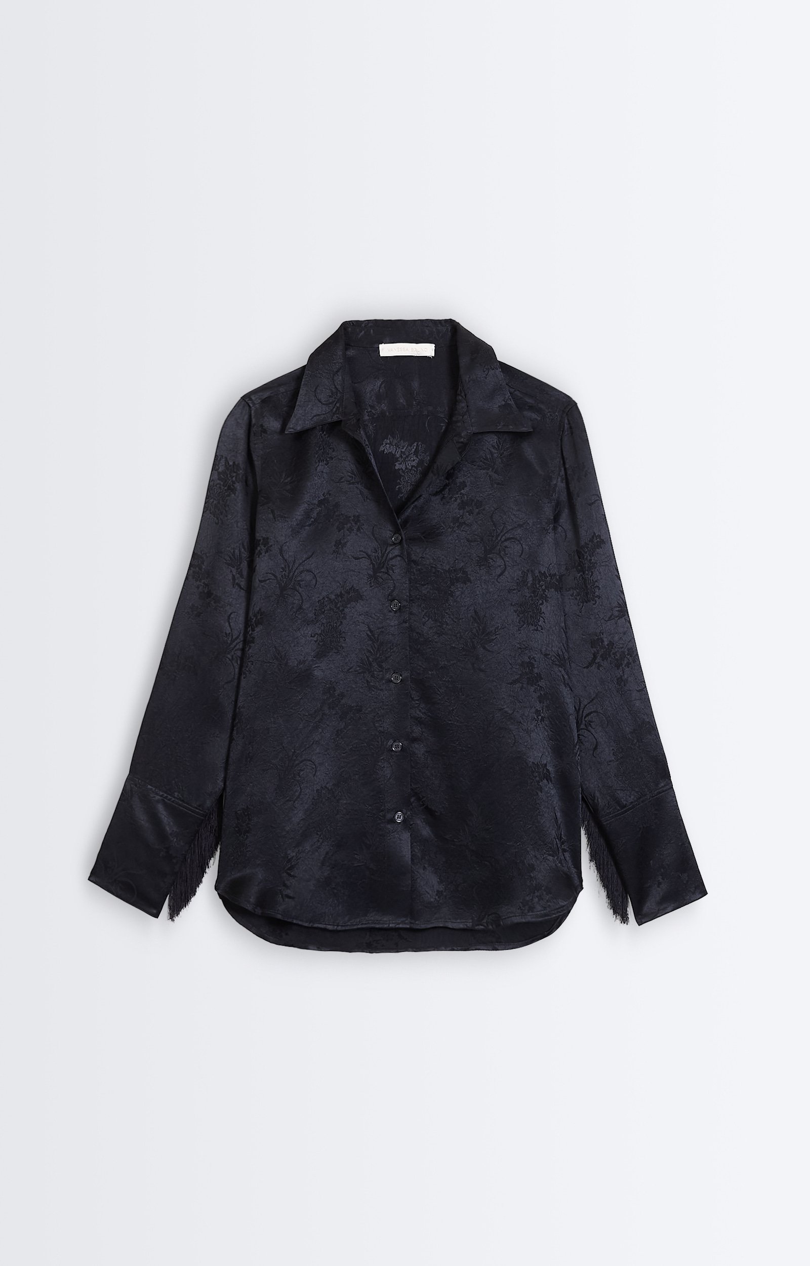 Esti Fringed Shirt Satin Jacquard, Fringes Black Vanessa Bruno