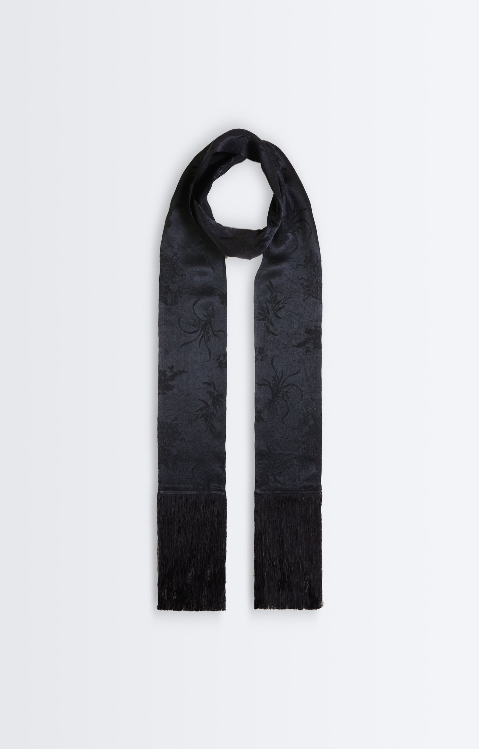 Josette Scarf Satin Jacquard, Fringes Black Vanessa Bruno