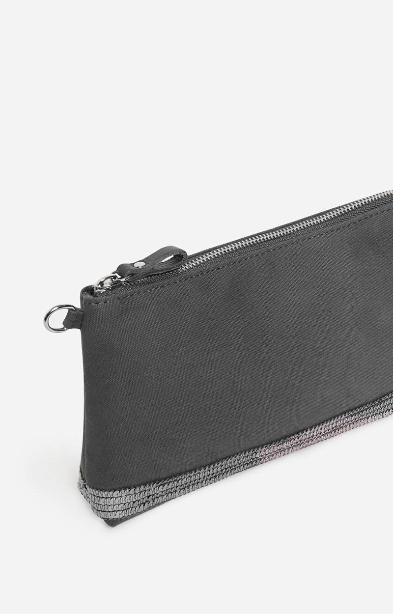 Canvas Zipped Pouch Canvas & Sequins ANTHRACITE Vanessa Bruno