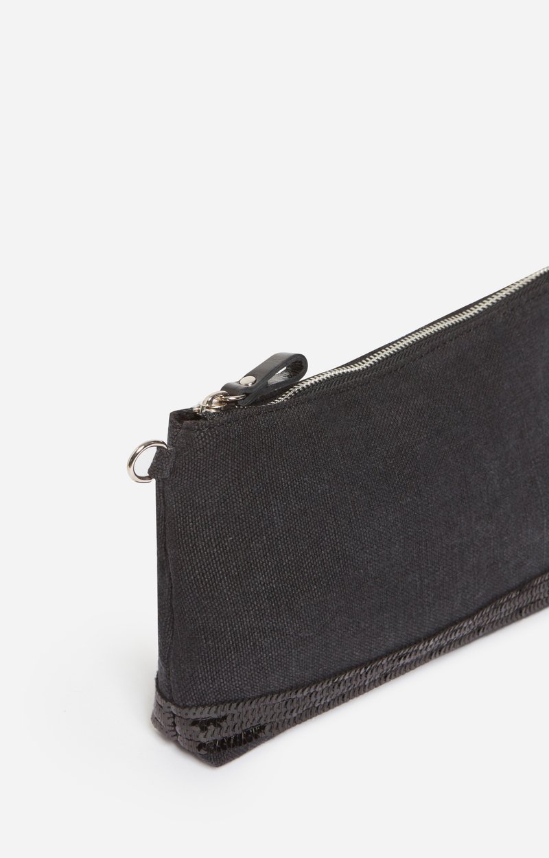 Canvas Zipped Pouch Canvas & Sequins Black Vanessa Bruno