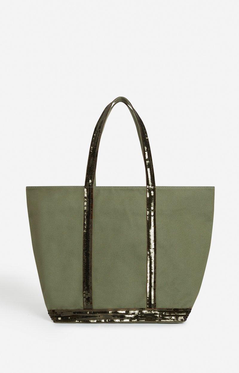 Canvas L Zipped Cabas Tote, Shoulder carry, zip closure