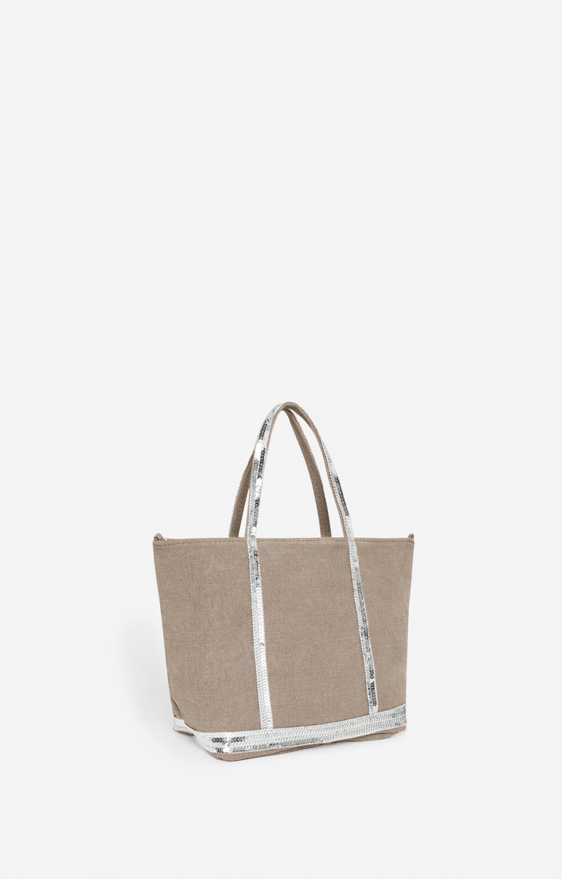 Linen S Zipped Cabas Tote Hand or crossbody carry, zip closure LIMESTONE Vanessa Bruno