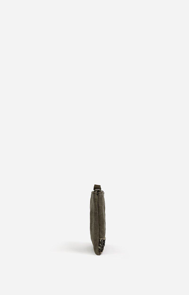 Linen Small  Zipped Clutch Linen & Sequins KHAKI Vanessa Bruno