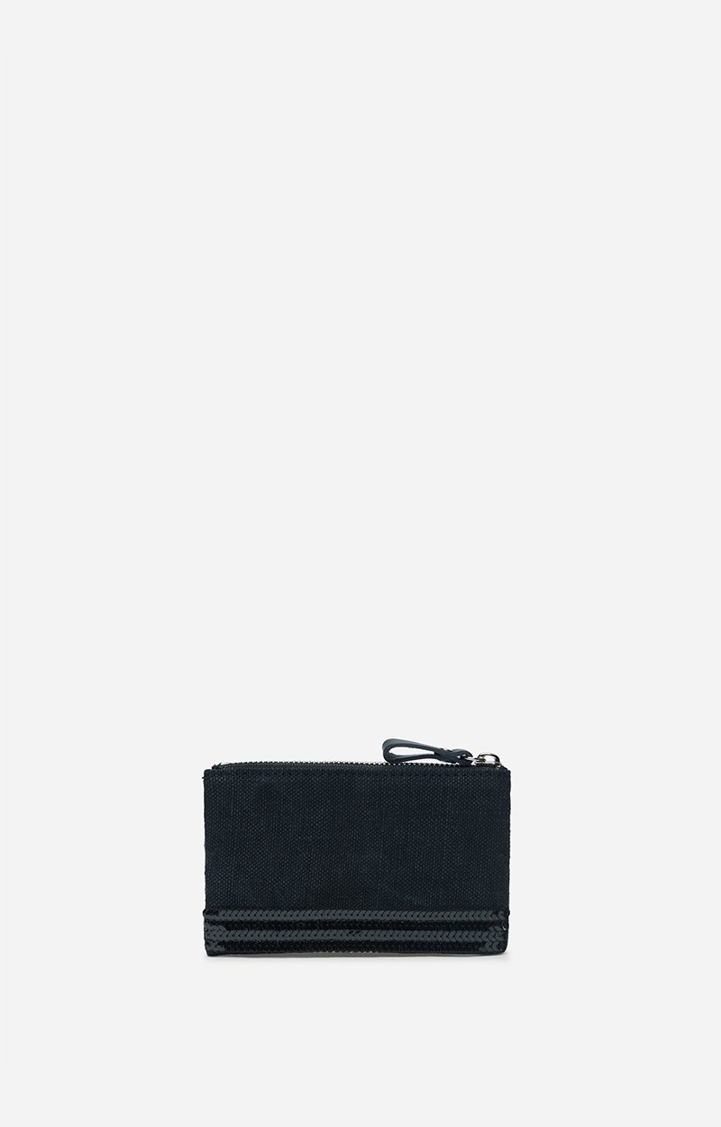 Linen Small  Zipped Clutch Linen & Sequins Black Vanessa Bruno