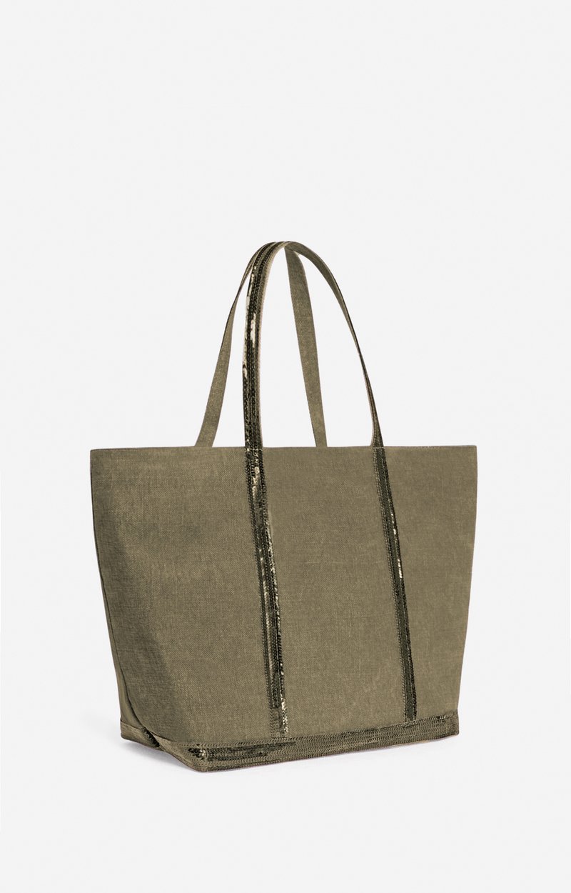 Linen L Zipped Cabas Tote Shoulder carry, zip closure KHAKI Vanessa Bruno