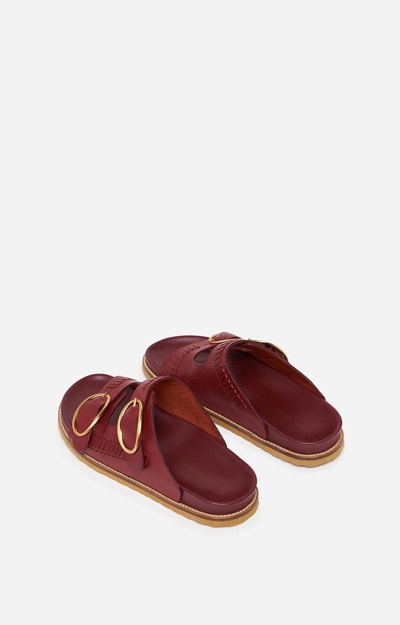Leather Fussbetts Sandals Flat soles BEET Vanessa Bruno