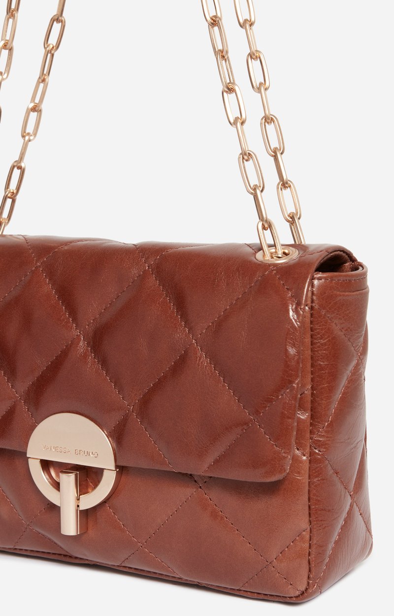 Large Cracked Leather Moon Bag Quilted crackled leather, made in Italy Havana Vanessa Bruno