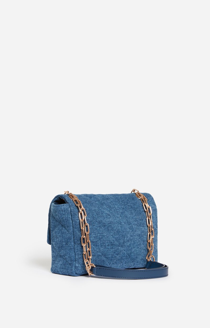 Large Bag Moon in Linen Quilted linen, gold clasp, made in Italy Indigo Vanessa Bruno