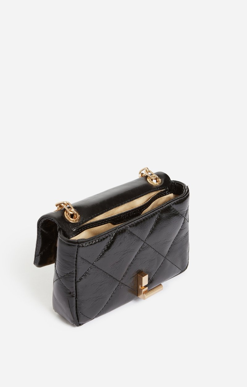 Small Cracked Leather Moon Bag Crackled leather, gold clasp, made in Italy Black Vanessa Bruno
