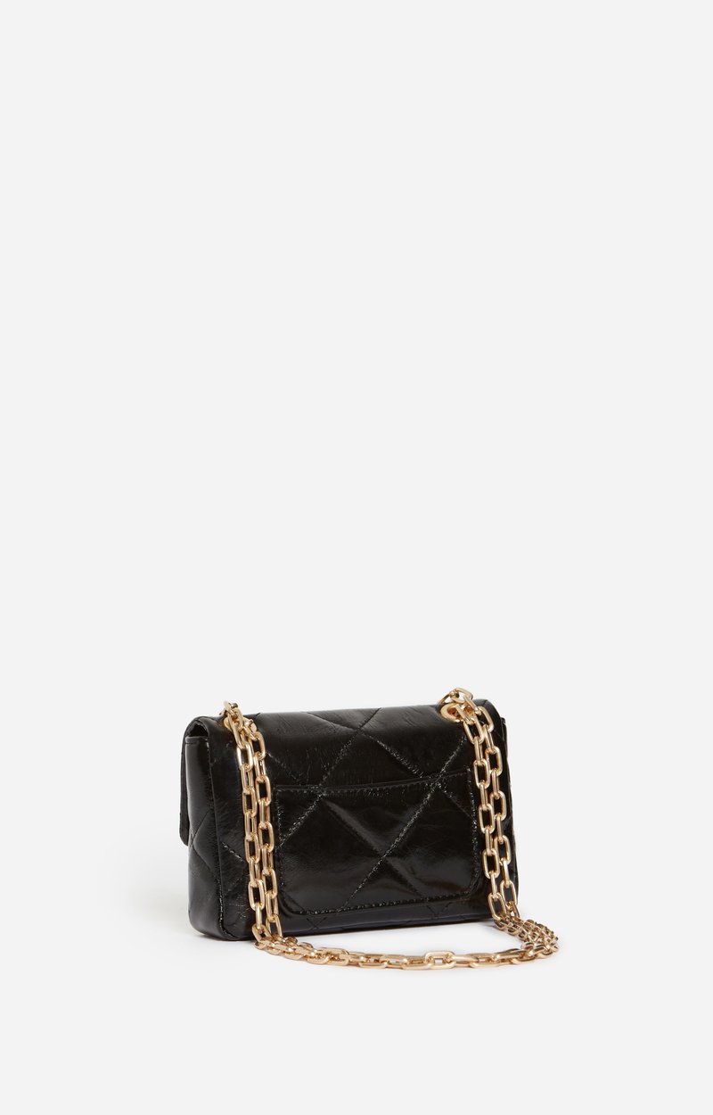 Small Cracked Leather Moon Bag Crackled leather, gold clasp, made in Italy Black Vanessa Bruno