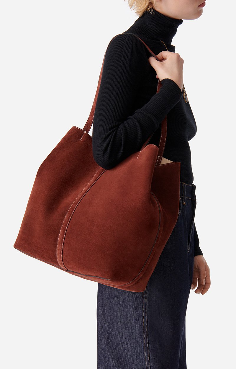 Large Calf Leather Daily Tote 100% Cowhide Leather COGNAC Vanessa Bruno
