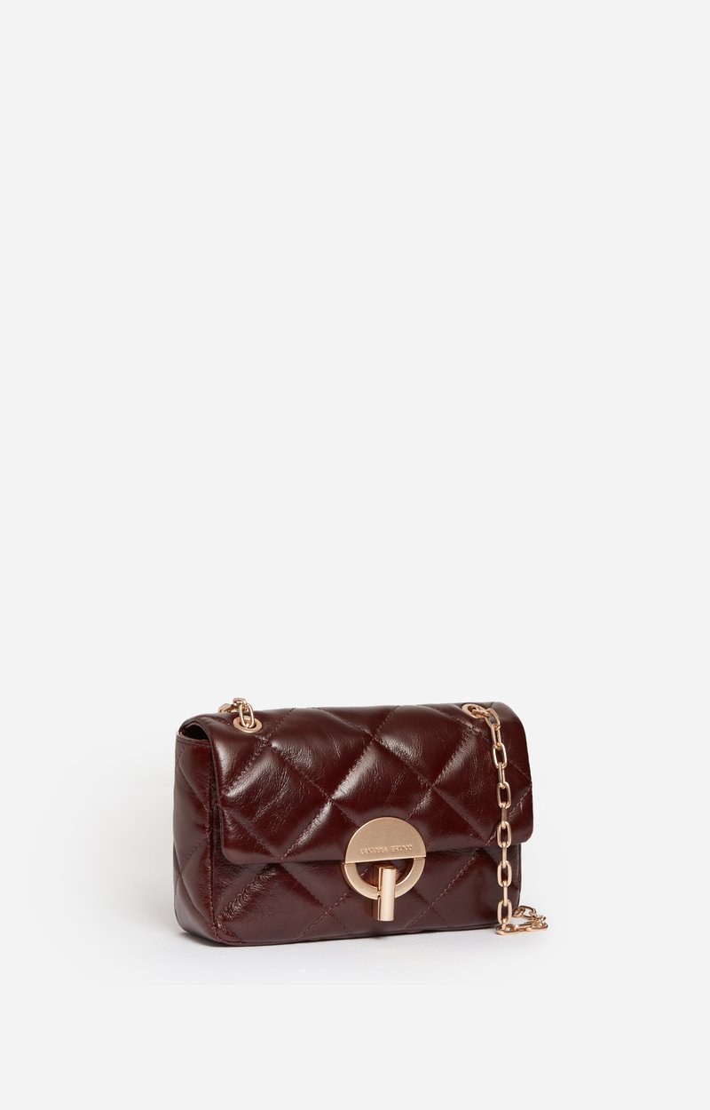 Medium Cracked Leather Moon Bag Crackled leather, gold clasp, made in Italy CHOCOLATE Vanessa Bruno
