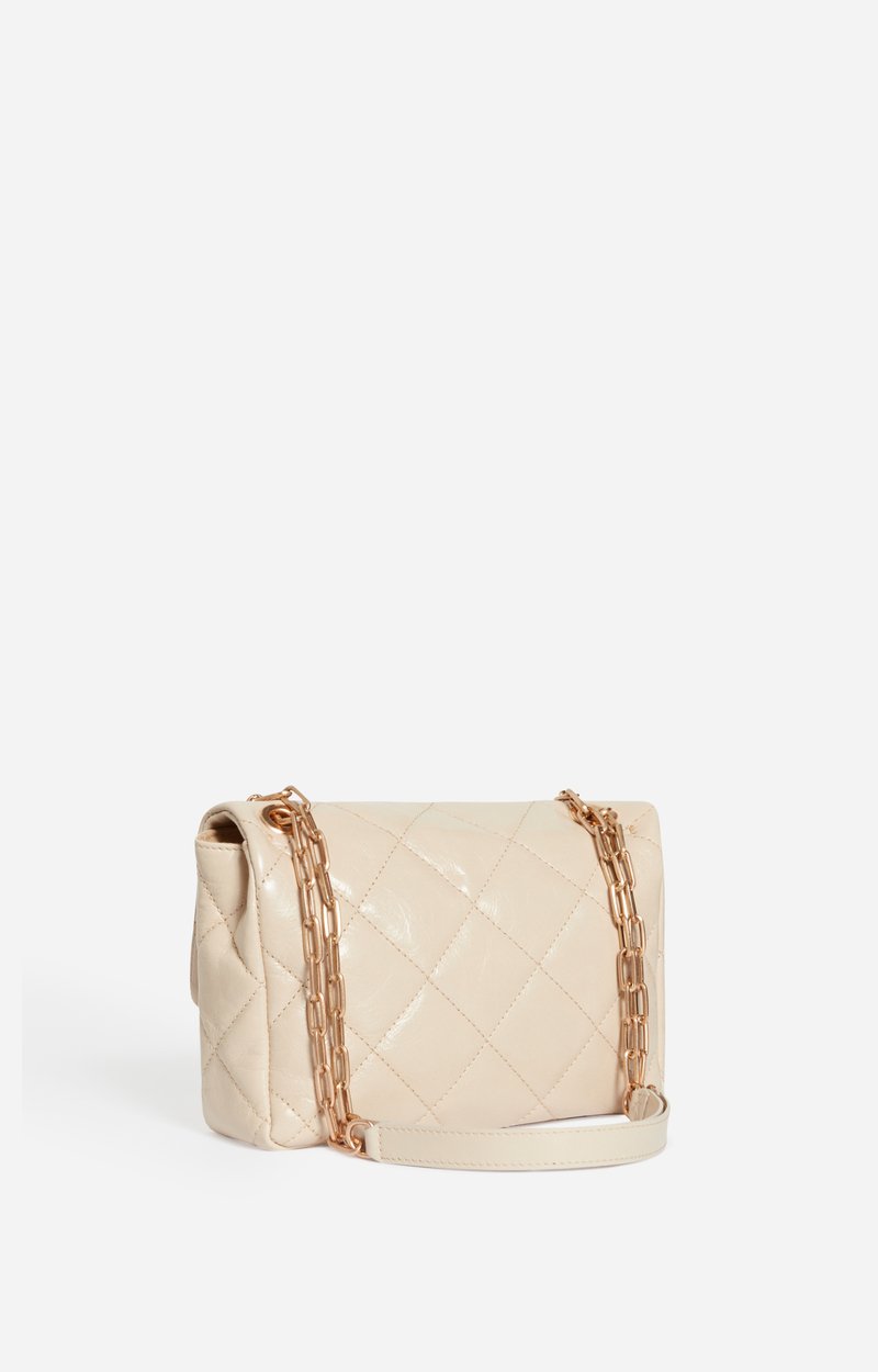 Large Cracked Leather Moon Bag Quilted crackled leather, made in Italy SAND Vanessa Bruno