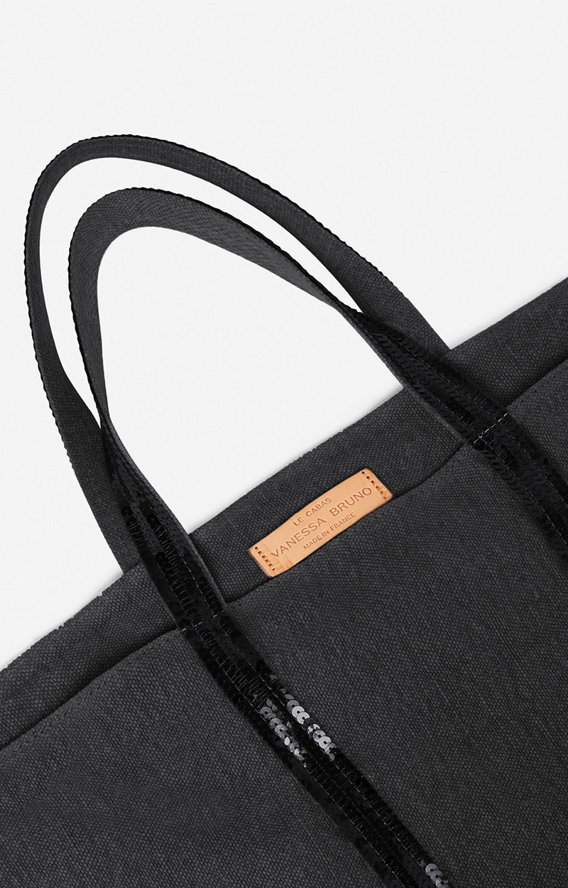 Linen M Zipped Cabas Tote Shoulder carry, zip closure Black Vanessa Bruno