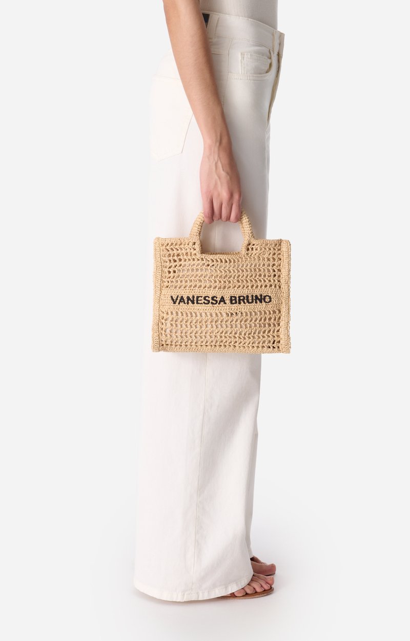 Small Raffia Basket Made in Madagascar, shoulder strap SABLE NOIR Vanessa Bruno