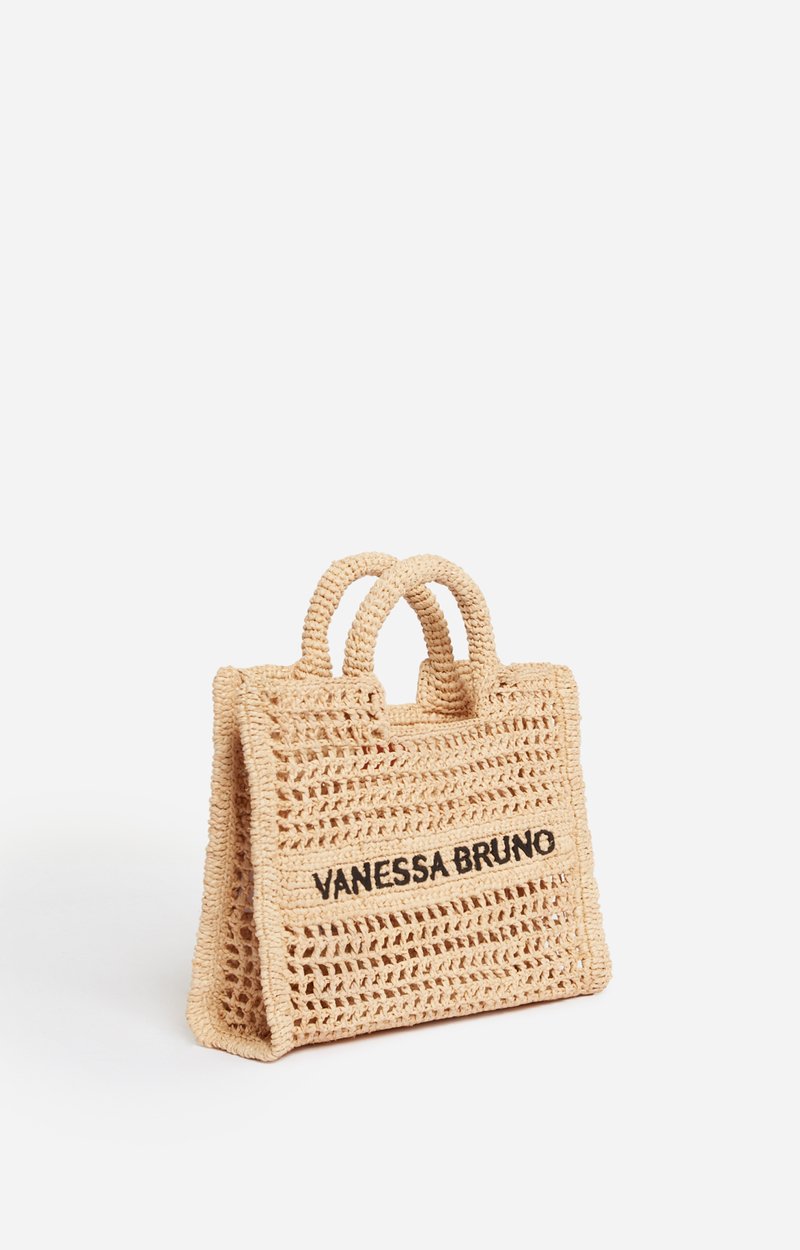 Small Raffia Basket Made in Madagascar, shoulder strap SABLE NOIR Vanessa Bruno