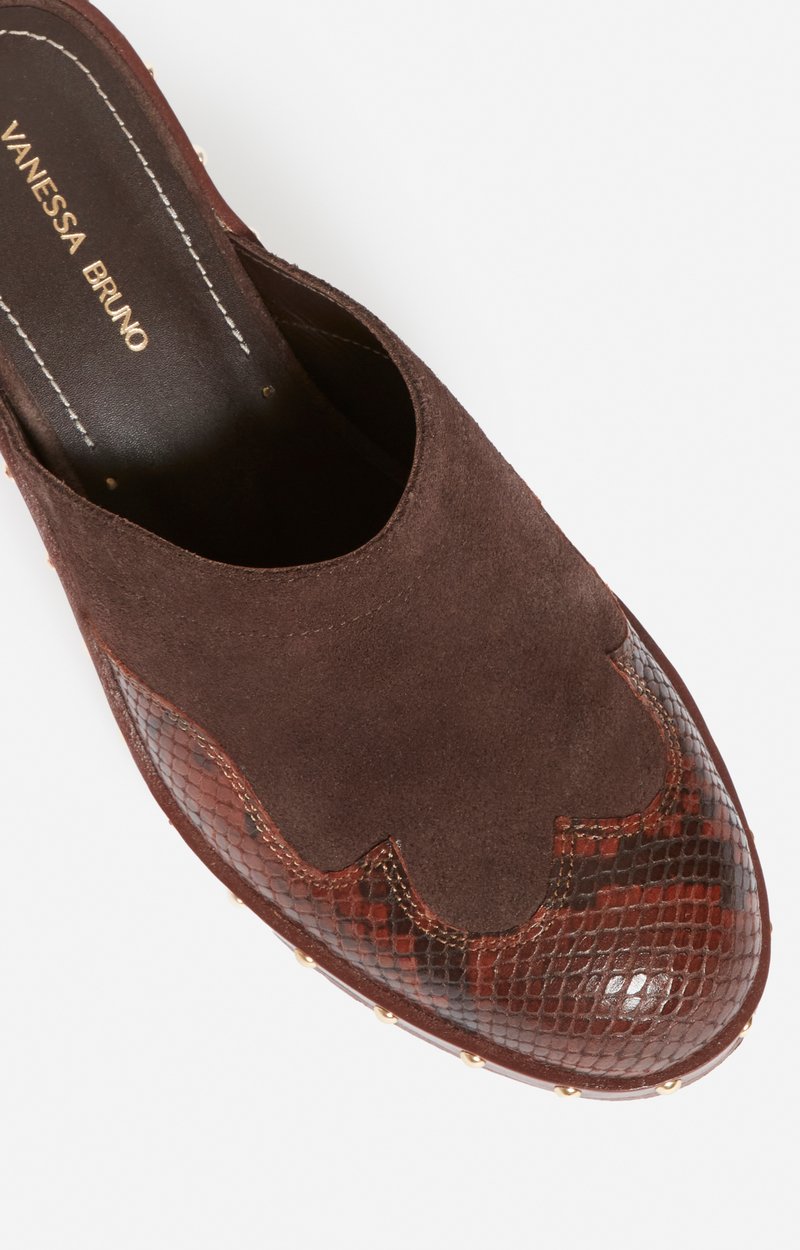 Velvet Leather Clogs 45MM heel Ebony Vanessa Bruno